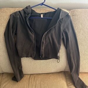 Free People movement cropped jacket in grey/black in size small